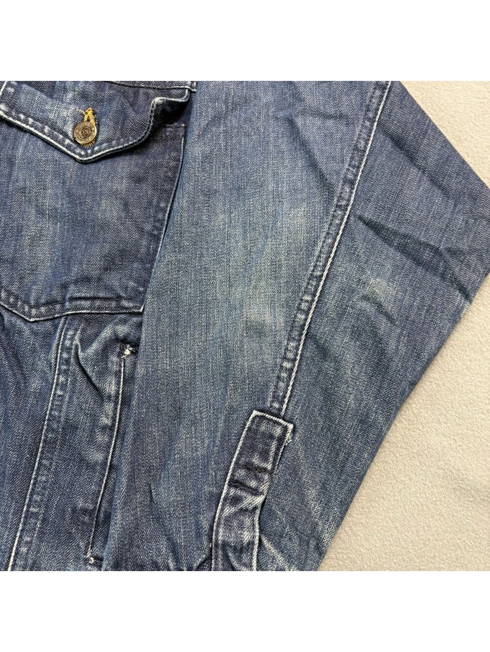 Vintage 90s Knockout Jeans Denim Jean Trucker Jacket Size XL Blue Baggy Hip Hop - Picture 6 of 9